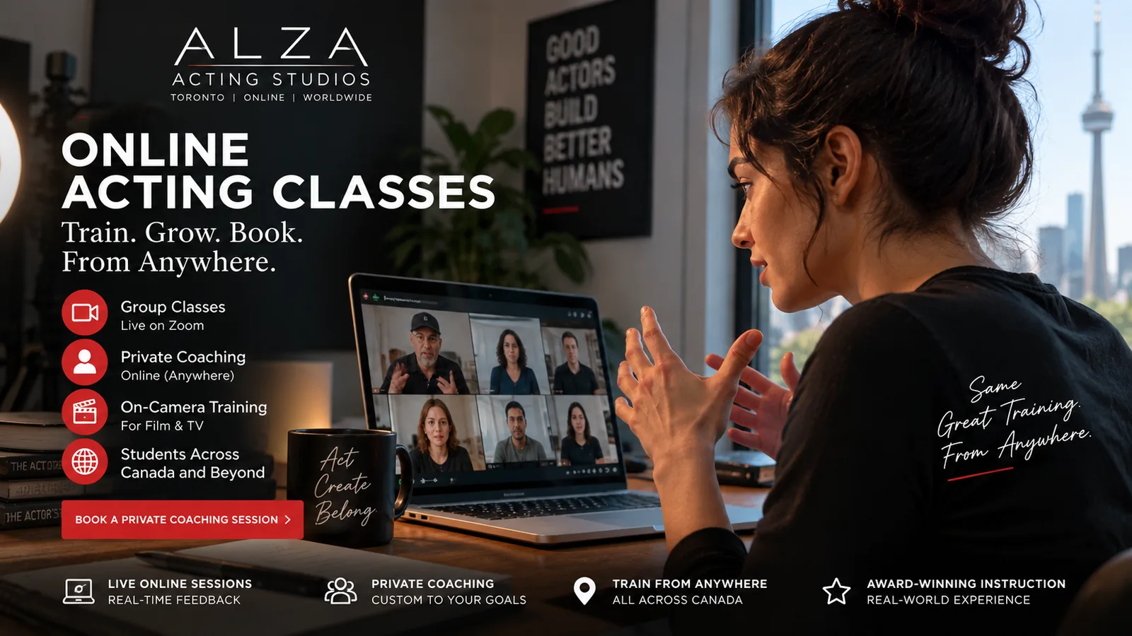 Online acting classes and private acting coaching for film and television in Canada